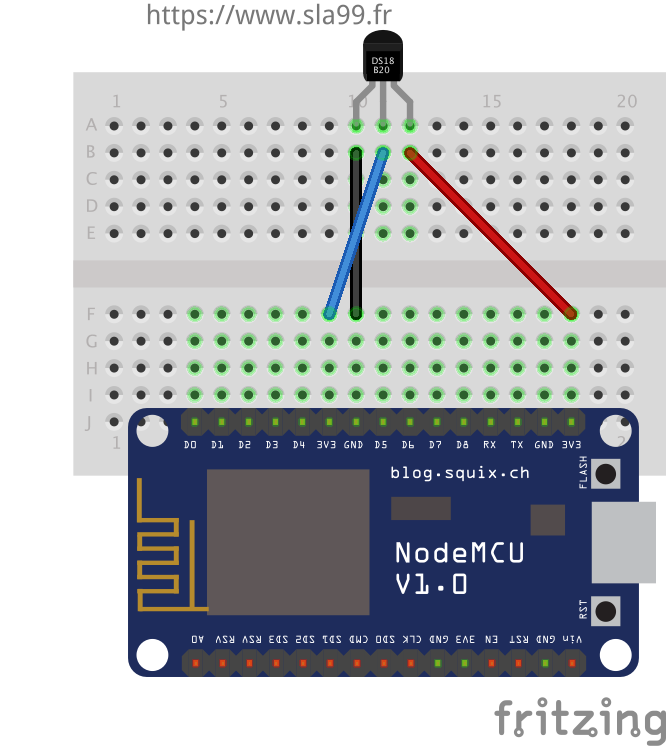 Fabriquer une sonde de température connectée wifi avec nodemcu et